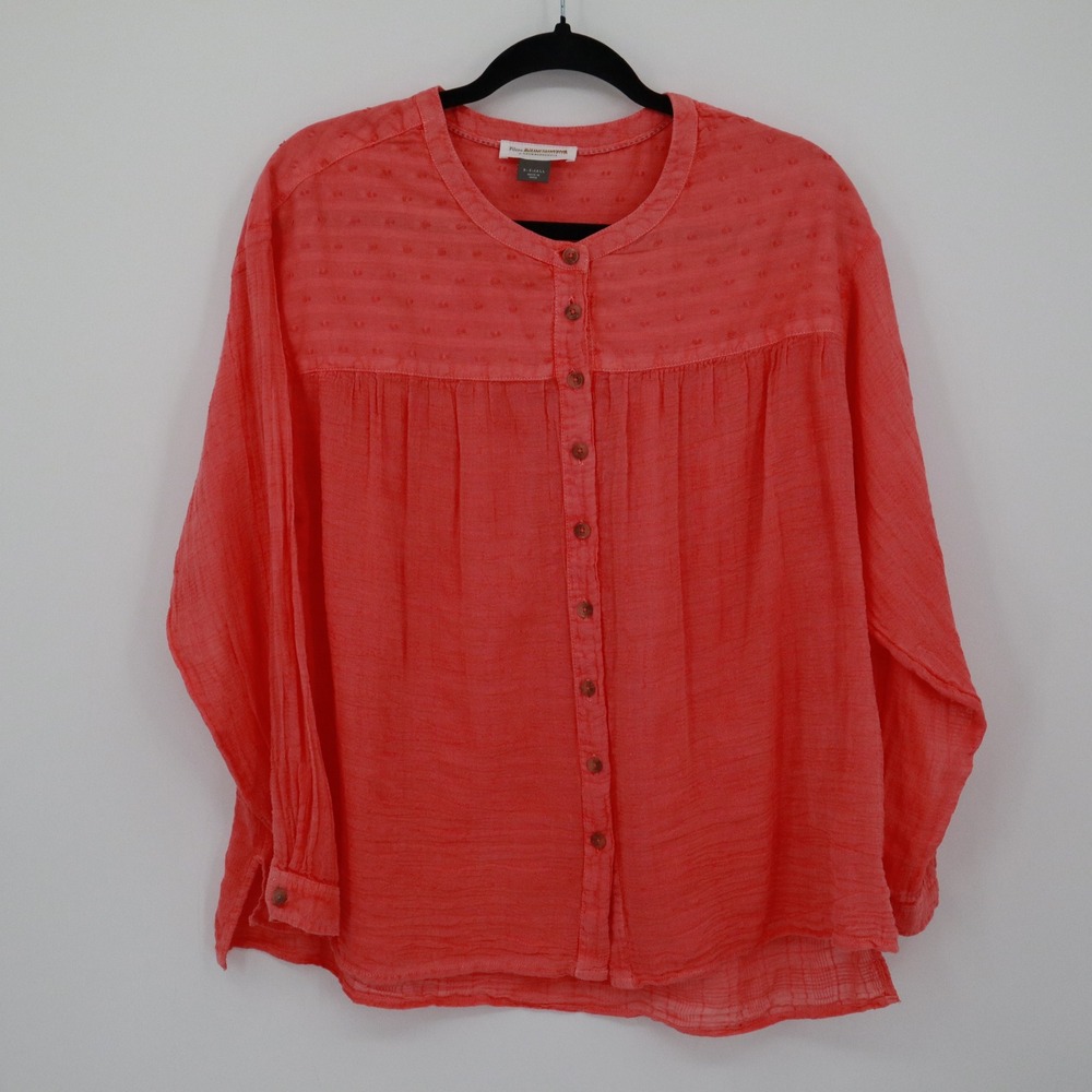 Pilcro and the Letterpress Anthropologie Button Down Blouse Womens XS Coral Boho